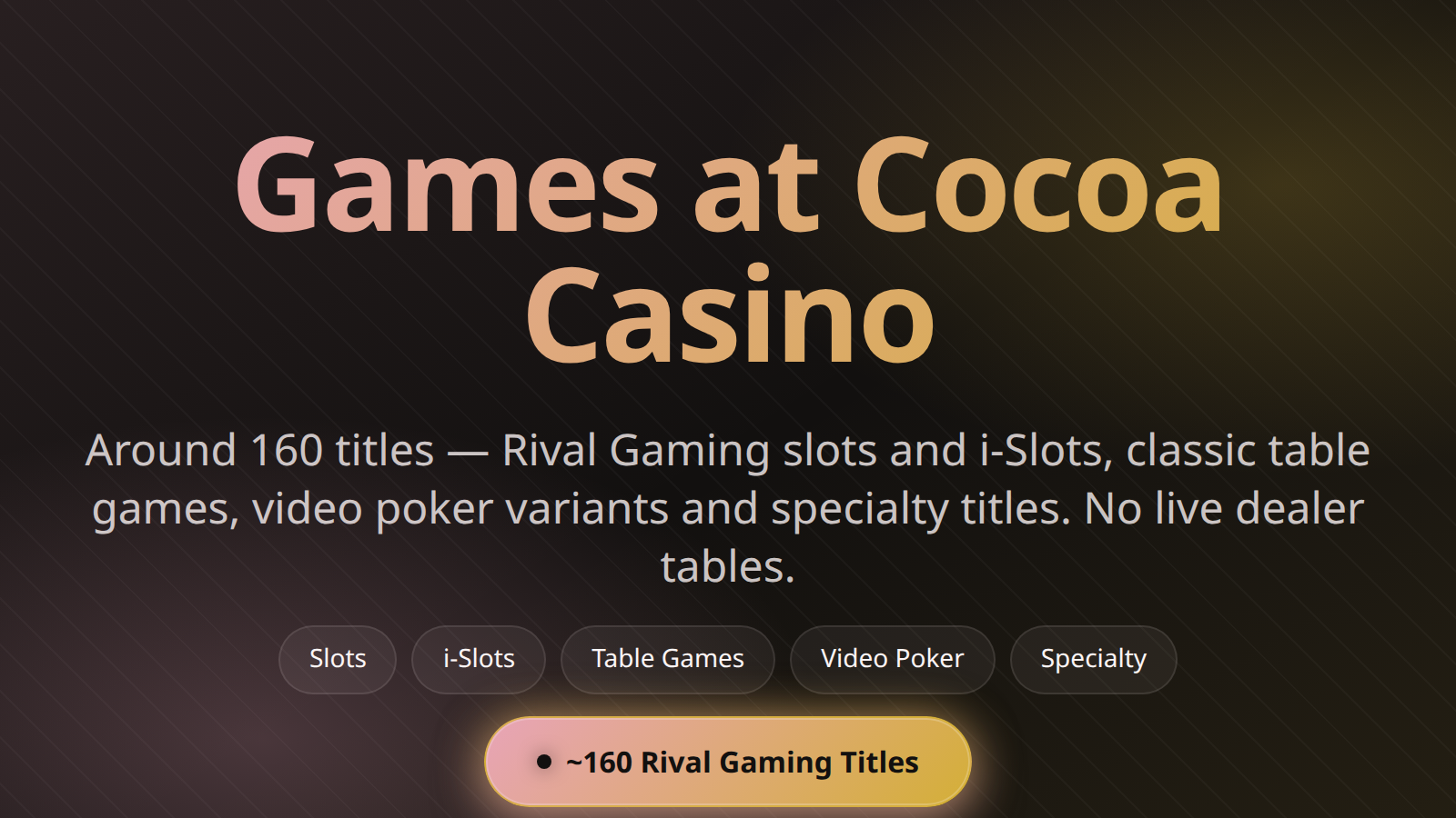 Cocoa Casino games library overview